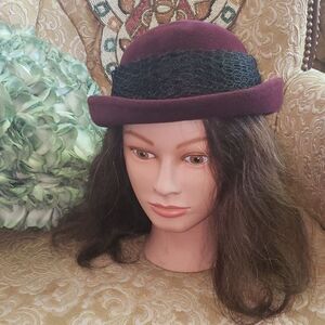VNTG Betmar New York Maroon & Black Felt Hat